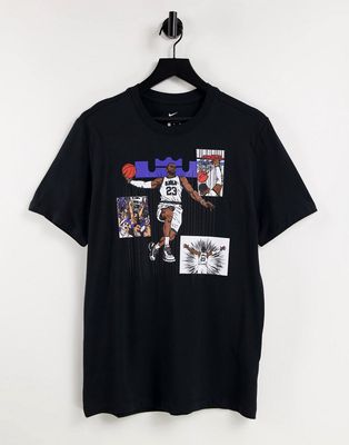 Nike Basketball LeBron James art graphic t-shirt in black