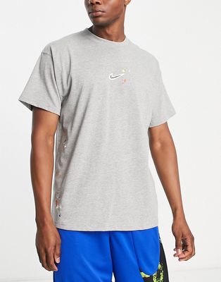 Nike Basketball Splatter Pack oversized fit T-shirt in gray heather