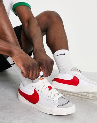 Nike Blazer Low '77 Jumbo sneakers in white and university red