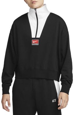 Nike Brushed Fleece Half Zip Sweatshirt in Black/Black/White