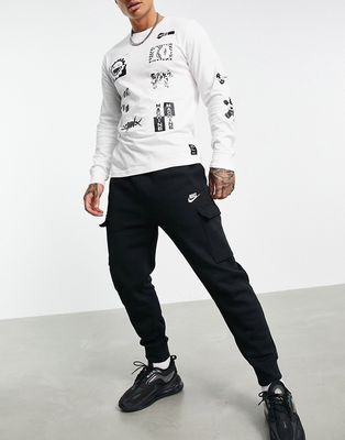 Nike Club Fleece cuffed cargo sweatpants in black - BLACK