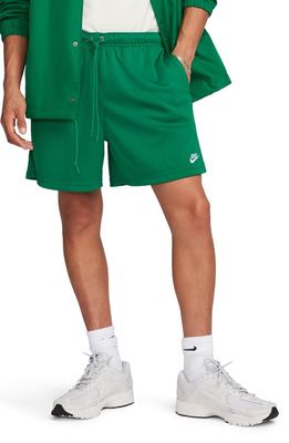 Nike Club Flow Mesh Athletic Shorts in Malachite/White