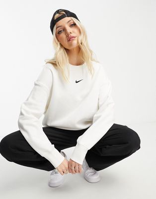 Nike Collection Phoenix Fleece oversized crew neck sweatshirt in white-Gray