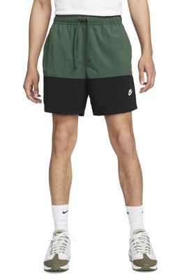 Nike Colorblock Crinkle Water Repellent Hybrid Shorts in Fir/Black/White