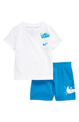 Nike Coral Reef Cotton Jersey T-Shirt & Shorts Set in Photo Blue