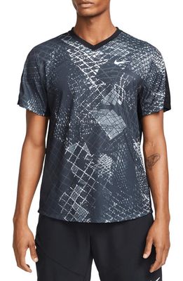Nike Court Victory Abstract Print Dri-FIT Tennis T-Shirt in Black/white