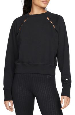 Nike Cutout Crop Cotton Blend Sweatshirt in Black/White