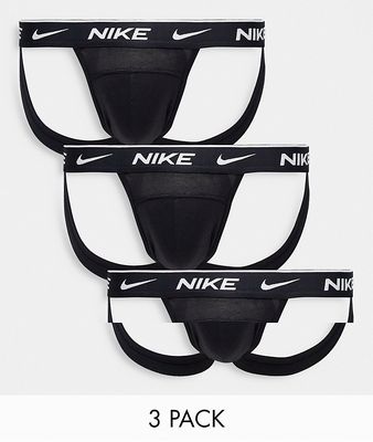 Nike Dri-FIT Essential Cotton Stretch 3 pack jock straps in black