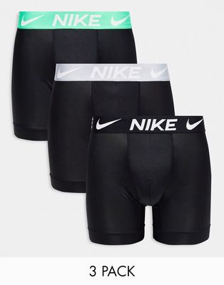 Nike Dri-FIT Essential Micro 3 pack boxer briefs in black and multi