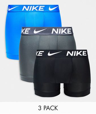Nike Dri-FIT Essential Micro 3-pack boxer briefs in blue, gray & black-Multi
