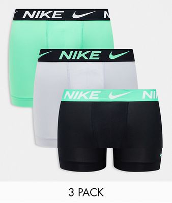 Nike Dri-FIT Essential Micro 3 pack boxer briefs in green, gray & black-Multi