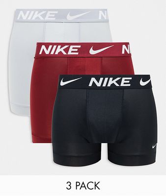 Nike Dri-FIT Essential Micro 3-pack boxer briefs in red, gray & black-Multi