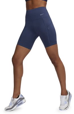 Nike Dri-FIT Firm Support High Waist Biker Shorts in Midnight Navy/black