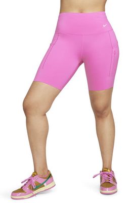 Nike Dri-FIT Firm Support High Waist Biker Shorts in Playful Pink/Black