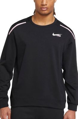 Nike Dri-FIT Fitness Fleece Crewneck Graphic Sweatshirt in Black/Summit White