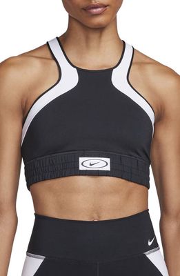Nike Dri-FIT High Neck Sports Bra in Black/White/White