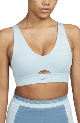 Nike Dri-FIT Indy Padded Strappy Cutout Medium Support Sports Bra in Ocean Bliss/Noise Aqua
