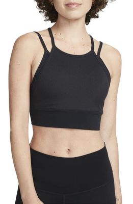 Nike Dri-FIT Indy Padded Strappy Light Support Sports Bra in Black/White