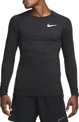 Nike Dri-FIT Pro Crew Long Sleeve Sweatshirt in Black/White