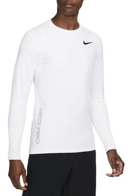 Nike Dri-FIT Pro Crew Long Sleeve Sweatshirt in White/Black