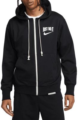 Nike Dri-FIT Standard Issue Zip Hoodie in Black/white