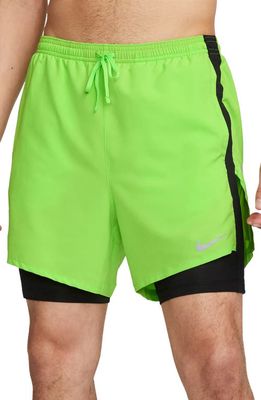 Nike Dri-FIT Stride Running Shorts in Green/Black/Silver