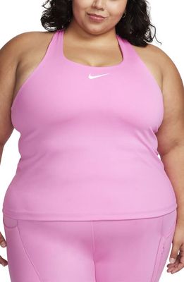 Nike Dri-FIT Swoosh Bra Racerback Tank in Playful Pink/white