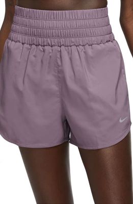 Nike Dri-FIT Ultra High Waist 3-Inch Brief-Lined Shorts in Violet Dust/Reflective Silver