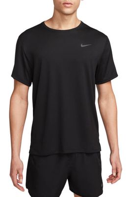 Nike Dri-FIT UV Miler Short Sleeve Running Top in Black/Reflective Silv