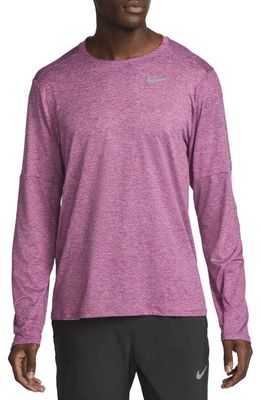 Nike Element Dri-FIT Long Sleeve Running T-Shirt in Rosewood/Rush Fuchsia