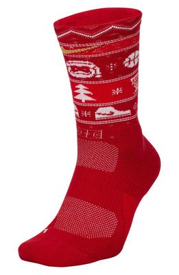 Nike Elite Christmas Crew Socks in Gym Red/White/Club Gold