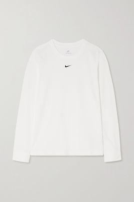 Nike - Embroidered Cotton-jersey T-shirt - White