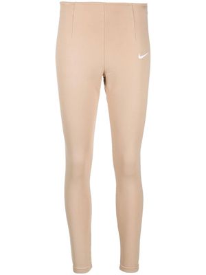 Nike embroidered-swoosh detail leggings - Neutrals