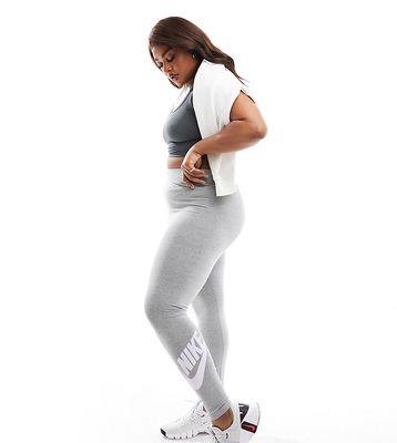 Nike Essential Plus graphic leggings in gray