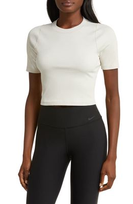 Nike Essential Rib Crop T-Shirt in Light Orewood/White