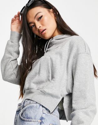 Nike Essentials Fleece side-zip hoodie in gray heather
