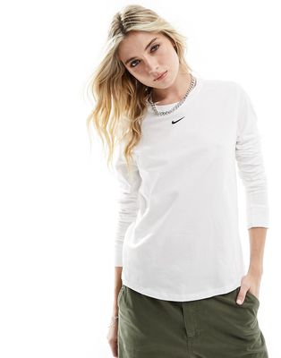 Nike Essentials long sleeve top in white