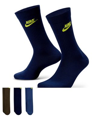 Nike Everyday Cushioned 3 pack crew socks in multi
