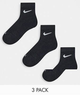 Nike Everyday Cushioned 3 pack quarter socks in black