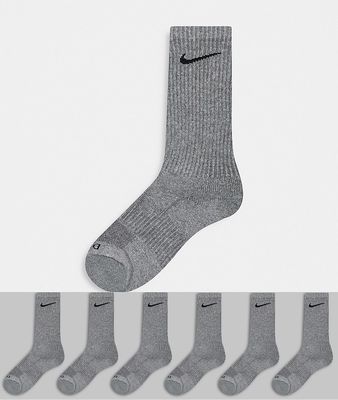 Nike Everyday Cushioned 6 pack crew socks in gray