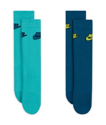 Nike Everyday Essential 2 pack socks in blue/teal-Multi