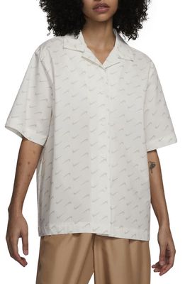 Nike Everyday Modern Swoosh Button-Up Camp Shirt in Sail/sail