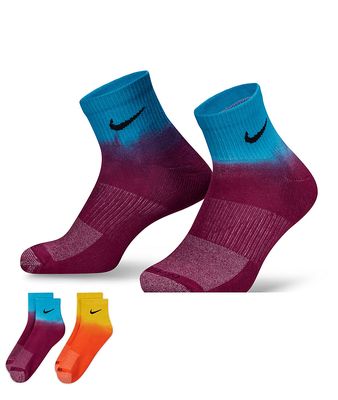 Nike Everyday Plus 2-pack cushioned ankle socks in blue/purple