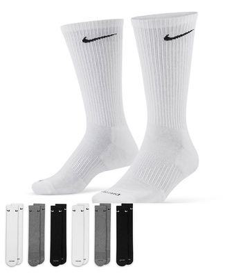 Nike Everyday Plus cushioned socks in white/gray/black 6 pack-Multi