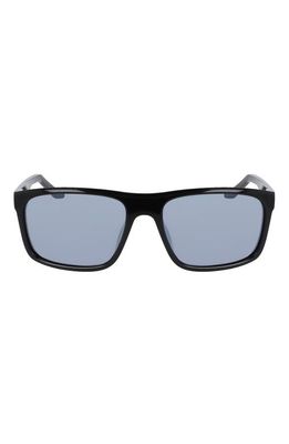 Nike Fire 54mm Polarized Rectangular Sunglasses in Black/Polar Silver Flash