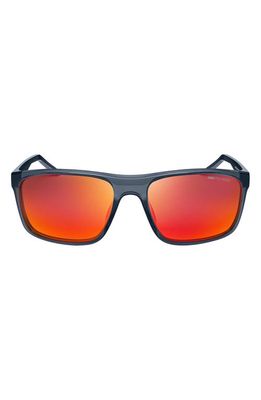 Nike Fire L 58mm Polarized Rectangular Sunglasses in Dark Grey/Polar Red Flash