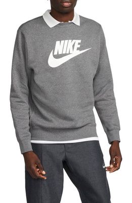 Nike Fleece Graphic Pullover Sweatshirt in Charcoal Heathr