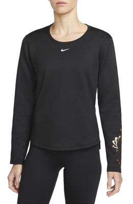 Nike Foil Accent Therma-FIT Long Sleeve T-Shirt in Black/Photon Dust/White