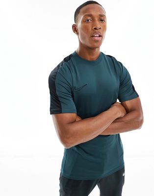 Nike Football Academy Dri-FIT paneled T-shirt in dark green
