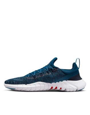 Nike Free Run 5.0 sneakers in white-Blue